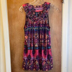 Colorful Sleeveless Boho Tunic Top Sz L